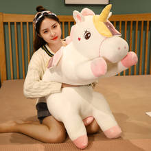 1pc 80/110cm Kawaii Giant Unicorn Plush Toys Kawaii Dolls Cute Stuffed Soft Animal Lying Horse Pillow Children Kids Present 2024 - buy cheap