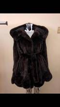 Arlenesain-abrigo largo de piel de visón para mujer, chaqueta con capucha grande, color marrón oscuro 2024 - compra barato