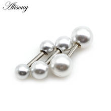 Alisouy 2pcs  Stainless Steel 4mm/5mm/6mm Double-sided Imitation Pearl Screw Women Girl Men Ear Stud Earrings Piercing Jewelry 2024 - buy cheap