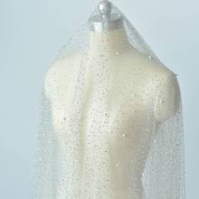 Malla de encaje con bordado de diamantes, malla transparente con cuentas de red para vestido de novia, velo, diseño de graduación, material de tela 2024 - compra barato