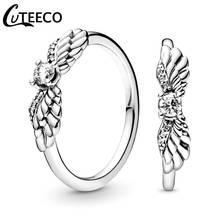 Cuteeco 2021 novo brilhante asas de anjo anéis de casamento zircão para as mulheres luxuoso anel de noivado jóias presentes bague femme 2024 - compre barato