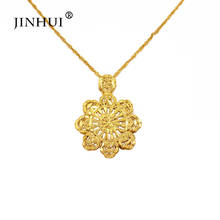 JINHUI fashion New women gold color Flowers necklaces pendant 2mm 45cm gold chain Giving girl Friend gifts Party wear Jewelry 2024 - buy cheap