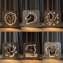 1PC Creative Night Light Wooden Table Lamp LED USB Dog Paw Wolf Head Lamp Kids Bedroom Decoration Warm Light  For Children Gift 2024 - buy cheap