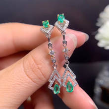 4*6mm natural Colombia emerald sliver 925  aros de plata de ley 925 mujer pendientes  earrings for women 2024 - buy cheap