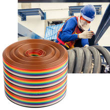 ЦВЕТНОЙ кабель 1,27 мм, шаг 40P, плоский Радужный ленточный кабель, шаг для проволоки, ширина 5,08 см, 1/2/3/4/5 метра 2024 - купить недорого