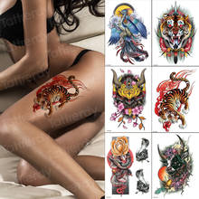 6 листов/набор, большой тигр с огнем, поддельные татуировки, временные татуировки на руку, арабские татуировки, фестивальные, для лица, драгоценные камни, кристаллы, для лица, сексуальные, для ног, руки 2024 - купить недорого