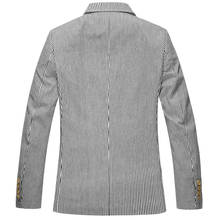 Новое поступление 2020, модный весенне-осенний большой костюм, тонкое хлопковое пальто в полоску, однобортный Повседневный блейзер для мужчин размера плюс S-5XL 2024 - купить недорого