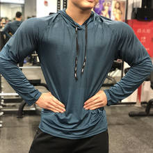 Mens Long Sleeve Running Sports Shirts Quick Dry Gym Top Wear Fitness Hoodies Anti-Sweat Breathable Jogging Sportswear Hoodies 2024 - buy cheap