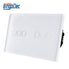 Bingoelec-Interruptor de pared europeo, 6 entradas, 1 vía, de lujo, vidrio templado blanco, negro y dorado, interruptor de luz táctil, AC110-250V 2024 - compra barato