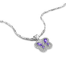 Fashion Purple Zircon Butterfly Pendant choker Necklace for women Charm Solid 100% 925 Sterling Silver Jewelry collar Bohemian 2024 - buy cheap