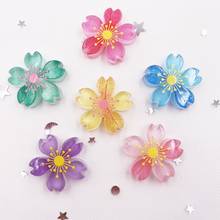 6pcs Glitter Colorful Resin Cherry Blossoms Flatback Cabochon Stone Scrapbook Home Decor Figurine Craft DIY  Accessories OG78 2024 - buy cheap