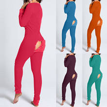 Jumpsuit Pajamas Women's Button-down Functional Buttoned Flap Adults Jumpsuit Winter Warm Long Sleeve Sleepwear Nightwear 2024 - buy cheap