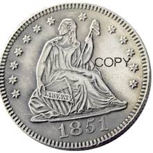 Eua 1851 1851-o moeda liberdade sentada quarto dólar hortelã diferente banhado a prata 25 centímetros cópia moeda 2024 - compre barato