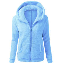 S-5XL jaqueta feminina com capuz, casaco feminino de inverno quente de lã macio com capuz, parcas com capuz, casaco casual de streetwear com bolso 2024 - compre barato