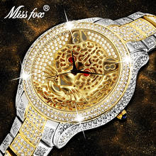 Часы наручные Miss Fox Мужские кварцевые, брендовые Роскошные брендовые наручные, с принтом тигра, в стиле кэжуал, оригинальные серебристые и золотистые 2024 - купить недорого