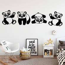 Panda dos desenhos animados adesivos de parede de vinil decoração para o quarto dos miúdos do bebê decoração removível decalques adesivos muraux wallstickers 2024 - compre barato