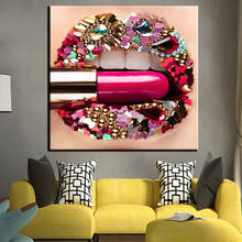 Art Poster  Canvas Art Wall Painting Lipstick In The Mouth Picture Canvas Prints Home Decor Paintings For Living Room Wall 2024 - buy cheap