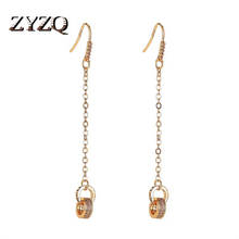 ZYZQ Frosty Wind Loop Earrings With Cubic Zirconia Long Ladies Earrings Ins Style Earrings Fashion Party Accessories 2024 - buy cheap