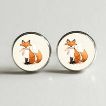 New listing cartoon fox Stud Earrings woodland bio round jewelry glass dome earrings wholesale 2024 - buy cheap