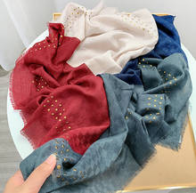 Novo lenço feminino com rebite dourado, cachecol de algodão com parafuso, viscose longa, patchwork, pashmina, bufandas, foulard, sjaal 2024 - compre barato