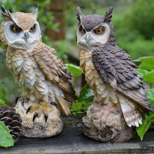 Creative Owl Resin Garden Figurine Ornament Bird-Proof Garden Decoration Sculpture Statue Indoor Outdoor Home Garden Decoration 2024 - buy cheap