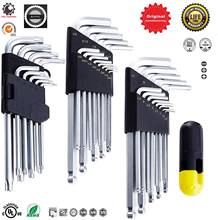 Industrial Grade Long Arm Hex Key Allen Wrench Set with Ball & Star End, Inch/Metric, S2 Tool Steel (HRC60±2),T-Handle 35-PCS 2024 - buy cheap