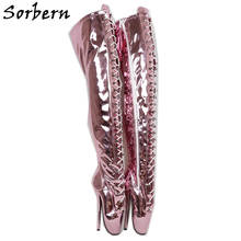 Sorbern Pink Metallic Ballet Boots 7 Inch High Heels Stilettos Stripper Heels Sexy Fetish Shoe Custom Shaft Width Length 2024 - buy cheap