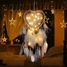 LED Lamp Flying Wind Chimes Lighting Dream Catcher Handmade Gifts Dreamcatcher Feather Pendant Romantic Creative Wall Hanging 2024 - buy cheap