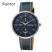 Мужские повседневные кварцевые наручные часы Fantor, тонкие спортивные наручные часы с хронографом из кожи, 2019 2024 - купить недорого
