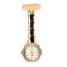 Relojes de enfermera tipo flor ALK, reloj de bolsillo de enfermera con fob de diamantes, regalo de enfermería de plata, broche de oro rosa, reloj médico de cuarzo 2024 - compra barato