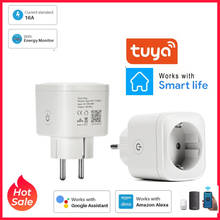 Plugue inteligente 16a para monitoramento de energia, adaptador com função de temporização, sem fio, wi-fi, funciona com alexa, google home, app tuya 2024 - compre barato