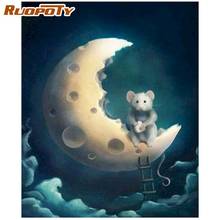 Ruopoty kits de pintura diamante queijo lua e mouse, adesivo de parede 5d diy, arte de diamante, mosaico, pintura de bordado, presente 2024 - compre barato