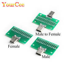 Placa de adaptador, conector macho para fêmea, usb 3.1, teste pcb, tipo c 24p, 2.54mm, soquete para transferência de cabo de linha de dados 2024 - compre barato