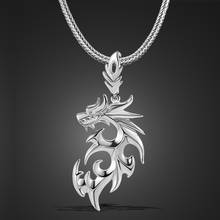 Colgante de plata de ley 100% con forma de dragón para hombre y mujer, collar con colgante de dragón, cadena de caja de plata de caballero, regalo de joyería 2024 - compra barato