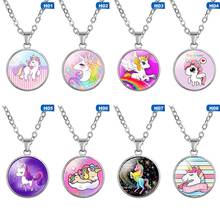 2020 Cute Unicorn Vintage Necklace Silver Chain Glass Pendant Necklace Female Vintage Handmade Jewelry Gift 2024 - buy cheap