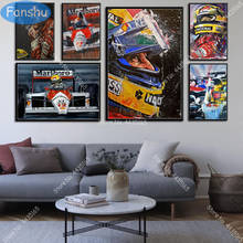 Pintura al óleo de Ayrton Senna Sport F1, póster de campeón de estrella de carreras, lienzo, carteles e impresiones, arte de pared, imagen para decoración del hogar 2024 - compra barato