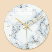 Mais novo Nórdico textura de mármore de vidro relógio de parede Home Decor arte silenciosa relógio criativo moderno e minimalista sala de estar relógios da moda 2024 - compre barato