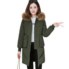 Winter Jacket Coat Women Parkas New Thicke Warm Down Cotton Jacket Hooded Faux Fur Collar Mid-long Cotton-padded Jacket  Female 2024 - buy cheap