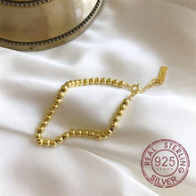 Gold Color Round Bead Bracelet 925 Sterling Silver High Quality Elegant Bead Chain Bracelets for Women 925 Festival Jewelry Gift 2024 - buy cheap