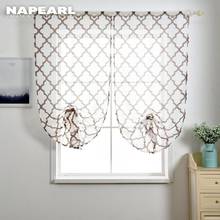 NAPEARL Short Window Curtains Plaid Modern Style Ready Made Easy to Adjust Rod Pocket Kitchen Door Panel Tulle Shade 2024 - buy cheap