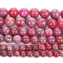 Cuentas de piedra Natural turquesas del Emperor fucsia, abalorios redondos sueltos para la fabricación de joyas, pulseras y collares DIY de 4/6/8/10/12MM 2024 - compra barato