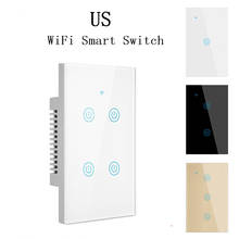 US Wifi Wall Touch Sensitive Switch Remote Control 1 2 3 4 Gang Wireless Led Light Smart Touch Screen Switch Glass US Standard 2024 - buy cheap