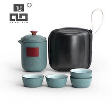 Bule de chá de cerâmica tangpin, toalhas de chá verde portátil para viagem, aparelho de bebidas 2024 - compre barato