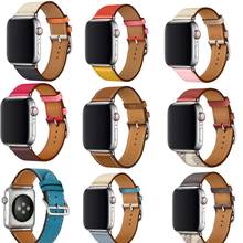 Кожаный ремешок Geunine для часов apple watch band se 44 мм 40 мм для iwatch series 6/5/4/3/2/1 38 42 40 44 мм 2024 - купить недорого