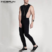 Fashion Men Jumpsuit Solid Color Sleeveless Casual O Neck Fitness Rompers Zippers Streetwear Chic Men Overalls Trousers INCERUN 2024 - buy cheap