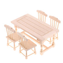 Natural Dining Table Chairs Furniture Set For 1:12th Dollhouse Accessories 2024 - buy cheap