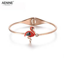 AENINE Stainless Steel Red Fire Birds Bracelet Bangle Gold Color Luxury Engagement Wedding Bangle Jewelry For Women AB18037 2024 - buy cheap