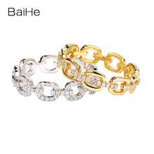 BAIHE-anillo de oro blanco/amarillo de 14K para mujer, de corte completo sortija con diamantes naturales, joyería fina 2024 - compra barato