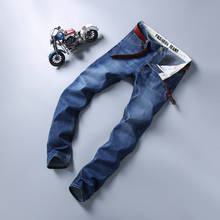 2020 тонкие летние весенние джинсы со средней талией, Стрейчевые прямые брендовые синие легкие классические длинные штаны, одежда, джинсы 2024 - купить недорого