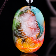 Fashion Colorful Jade Zodiac snake Pendant Necklace Jewellery Chinese Hand-Carved Relax Healing Women Man Luck Gift Free Rope 2024 - buy cheap